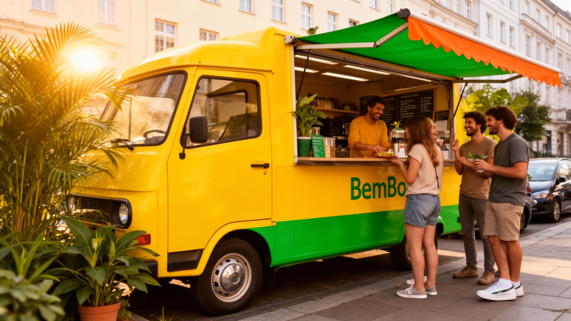The yellow BemBom Brazilian food truck